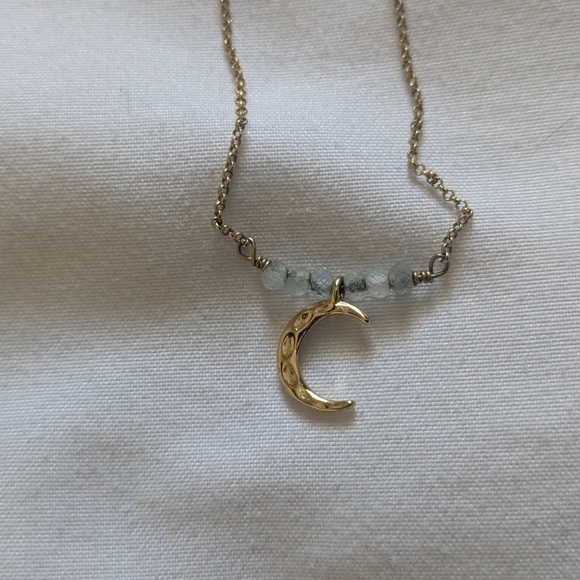 Celestial Crescent Moonstone Necklace - Picture 2 of 2
